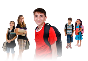Students with school bags
